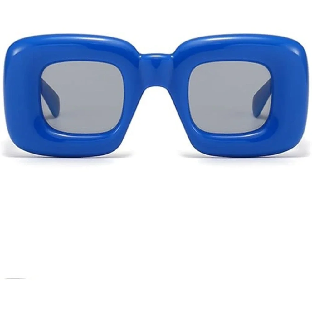 Square Blue Bold Sunglasses Women Fashion Statement Sun‎ Glasses Thick Frame New